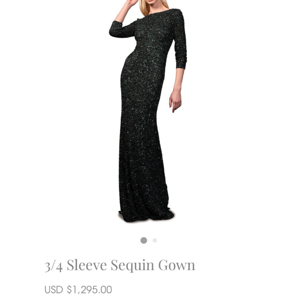 NWT Theia black sequin mermaid gown - Picture 7 of 8